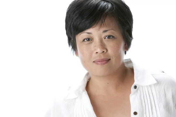 Headshot of asian middle aged adult woman — Stock Photo, Image