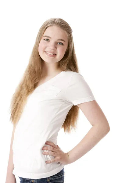 Smiling caucasian teenage girl — Stock Photo, Image