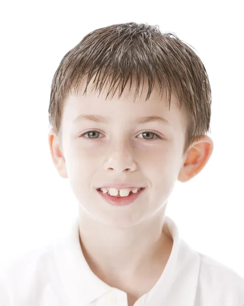 Closeup headshot of smiling caucasian little boy — Stock Photo, Image