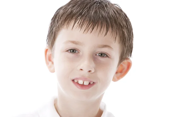 Close-up beeld van lachende Kaukasische kleine jongen — Stockfoto