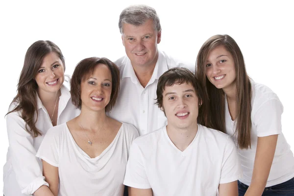 Caucasian family with mother, father, two daughters, and son — Stock Photo, Image