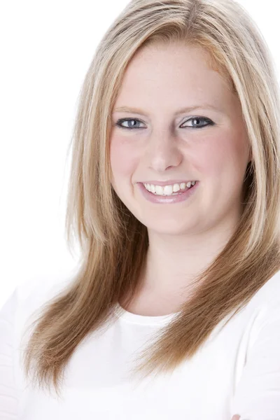 Headshot of a smiling caucasian teenage girl — Stock Photo, Image