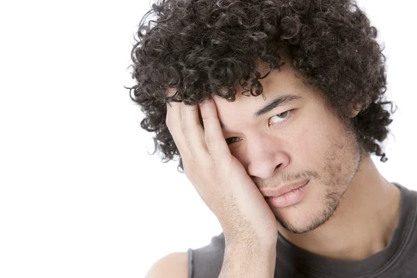 Worried or disappointed mixed race young man — Stock Photo, Image