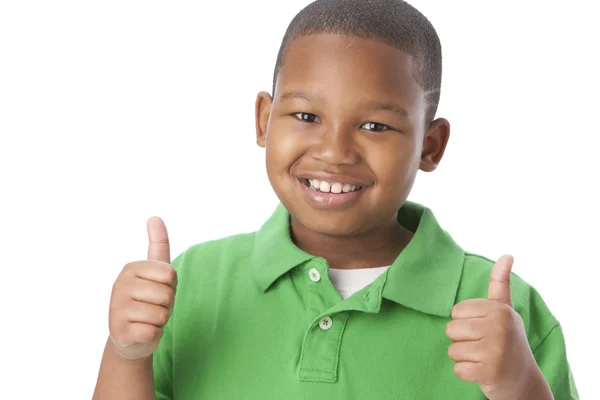 African american little boy with his thumbs up — Stock Photo, Image