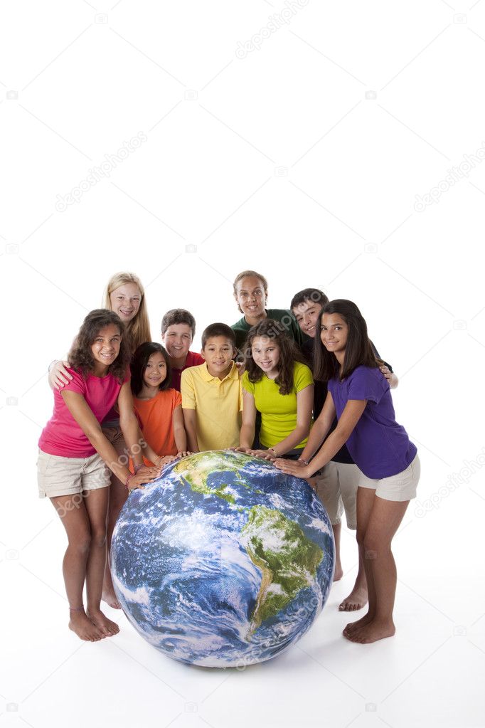 Сhildren of different ethnicities together around globe