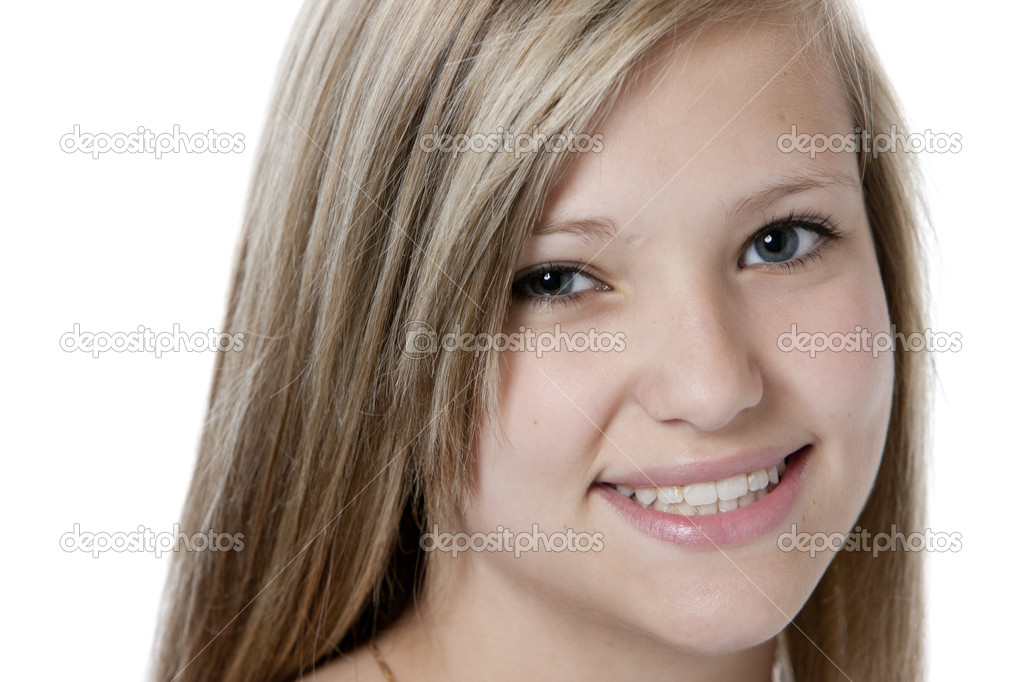 Portrait of smiling pretty teenage girl Stock Photo by ©jbryson 21365395
