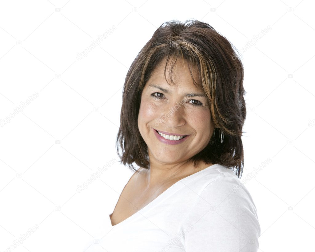 Smiling hispanic mature woman