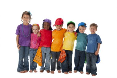 Diversity. Group of diverse children of different ethnicities standing together clipart