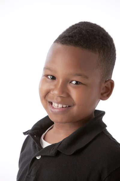 Real. Black smiling little boy — Stock Photo, Image