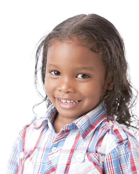 Obraz rasy mieszanej, uśmiechnięta dziewczynka — Zdjęcie stockowe