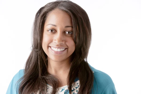 Real. Black smiling teenage real girl. — Stock Photo, Image