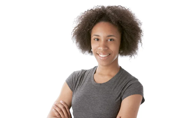 Mixed race smiling teenage real girl — Stock Photo, Image