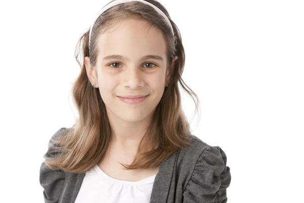 Усміхаючись кавказька маленька дівчинка голову плечі — стокове фото
