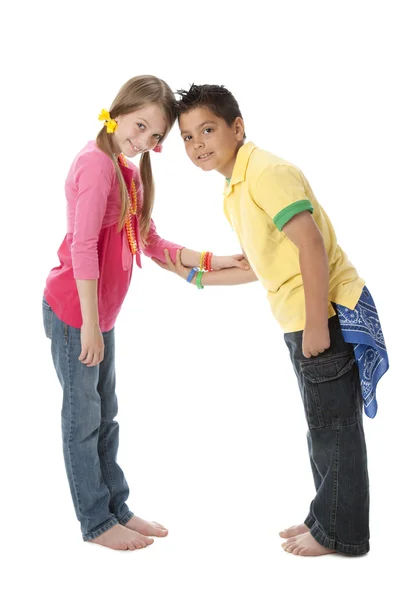 Diversity. Multicultural children work together to form the letter A. — Stock Photo, Image