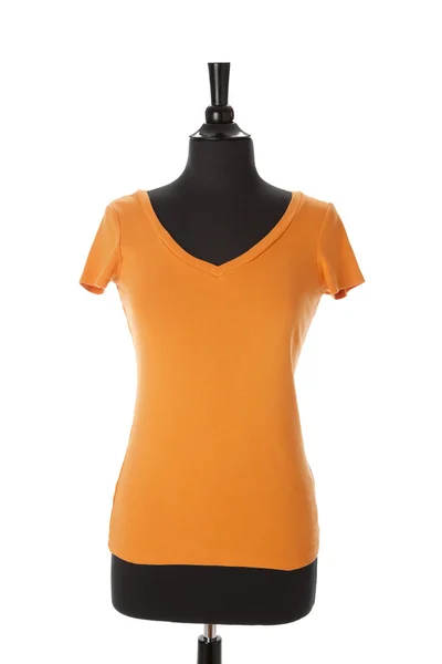 A bright orange t-shirt for women or girls on a mannequin — Stock Photo, Image