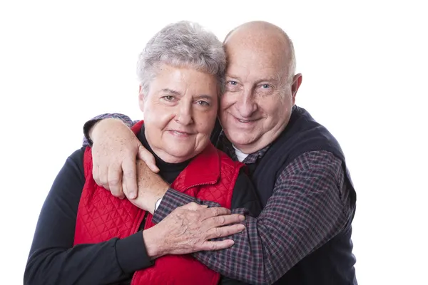 Kaukasische senior volwassene trouwde met verliefde paar — Stockfoto