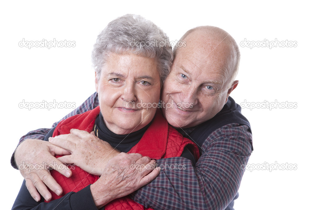 Caucasian senior adult married couple in love
