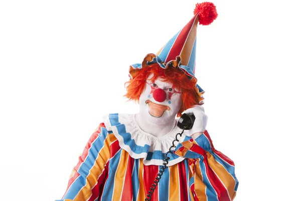 Des clowns. adulte mâle clown parler au téléphone — Photo