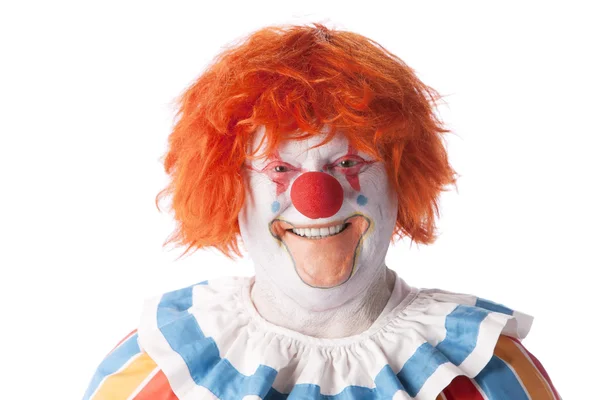 Clowns. Adult male clown with bright orange hair — Stock Photo, Image