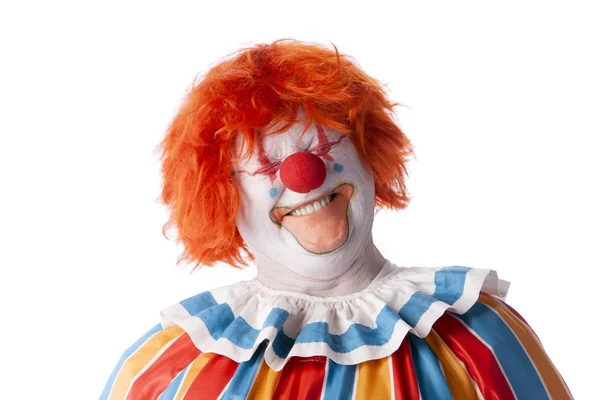 Pagliacci. adulto maschio clown ridere con gli occhi chiusi — Foto Stock