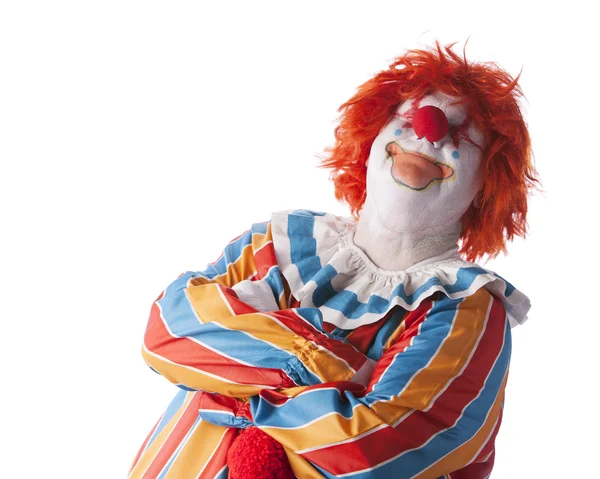 Pagliacci. clown maschio adulto con le braccia incrociate e uno sguardo di soddisfazione — Foto Stock