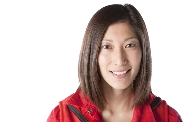 Closeup headshot of a smiling young adult asian woman — Stock Photo, Image