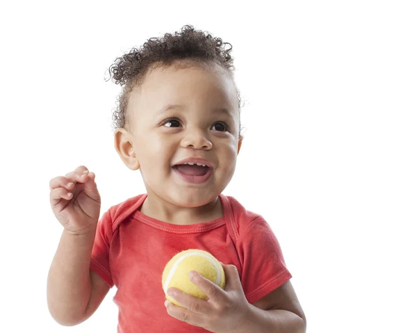 Negro afroamericano niño pequeño en una camisa roja —  Fotos de Stock