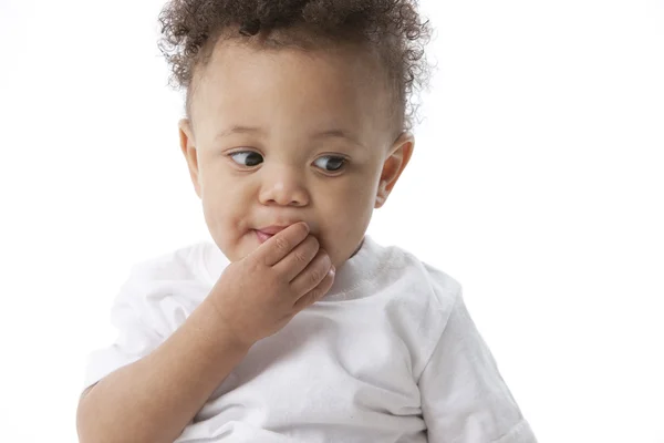 Zwarte Afrikaanse Amerikaanse peuter jongen close-up — Stockfoto