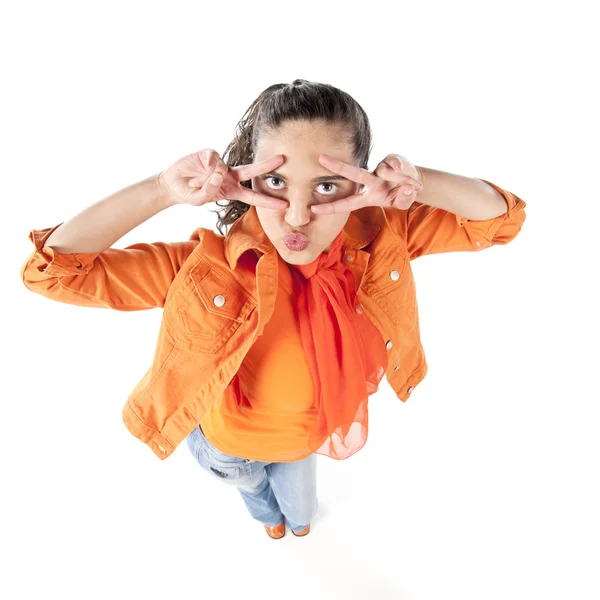 A fisheye caricature of a silly teenage girl — Stock Photo, Image