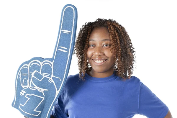 Sports Fans. Black female sports fan — Stock Photo, Image