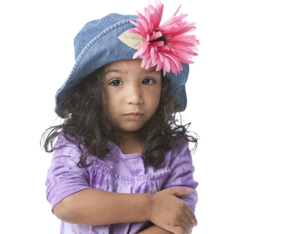 Worried disappointed mixed race little girl — Stock Photo, Image