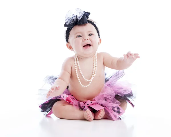 Closeup of a crying 7 month old caucasian baby girl — Stock Photo, Image