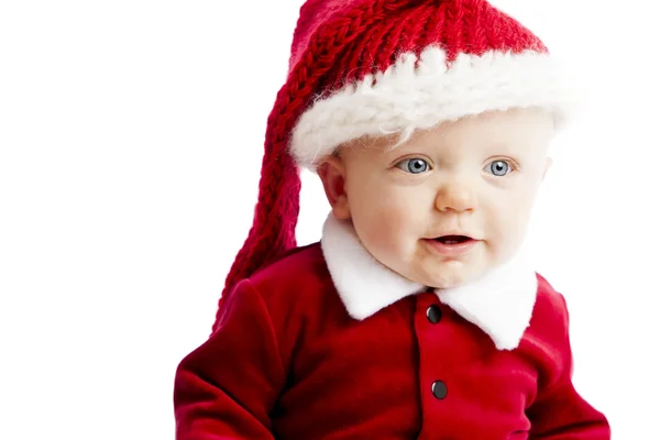 Caucasiano menino vestido de santa — Fotografia de Stock