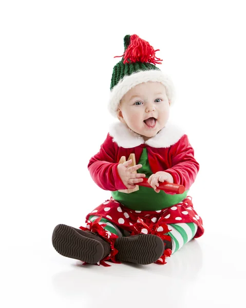 Een schattig klein babymeisje lacht op de camera — Stockfoto