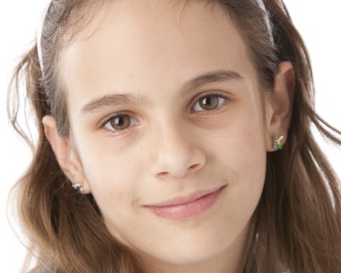 10 yaşında bir karışık ırk kız closeup headshot