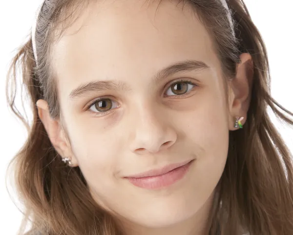 Un primer plano de una niña de 10 años de raza mixta Fotos de stock