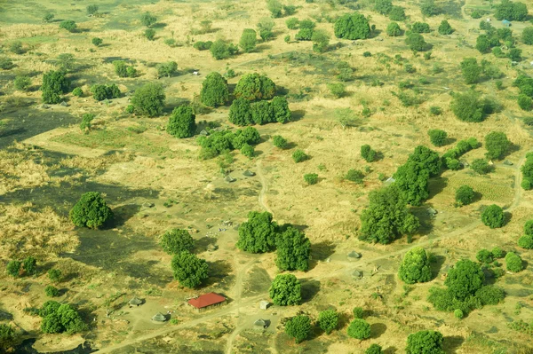 Widok z lotu ptaka krajobraz w Sudanie Południowym — Zdjęcie stockowe