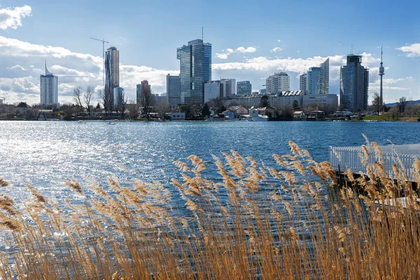 Panoramautsikt över gamla Donau i Wien Österrike — Stockfoto