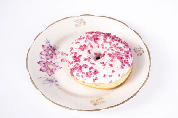 Dough-nut on plate — Stock Photo, Image