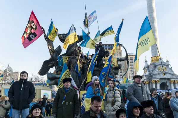 Majdan - protestujących na niezależność kwadratowych podczas rajdu Obrazy Stockowe bez tantiem