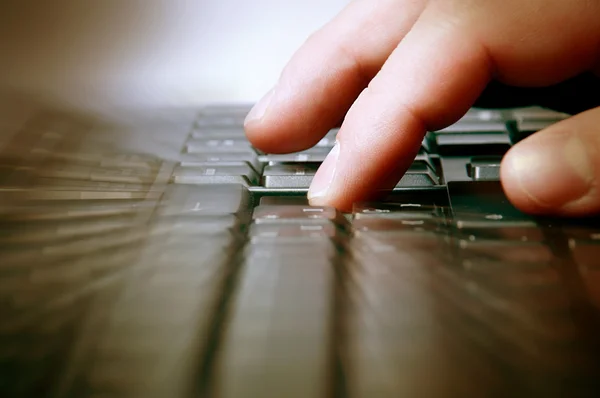 Finger presssing ENTER key — Stock Photo, Image