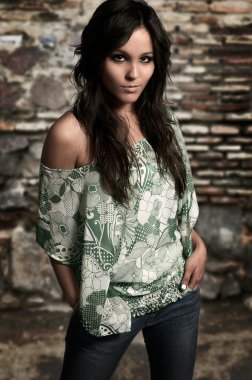 moda kadın modeli portre bir taş