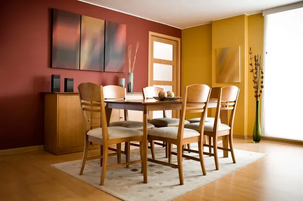 İç tasarım serisi: modern renkli yemek odası — Stok fotoğraf