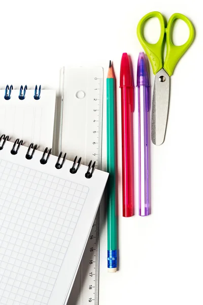 Back to School Series: shool supplies on white background — Stock Photo, Image