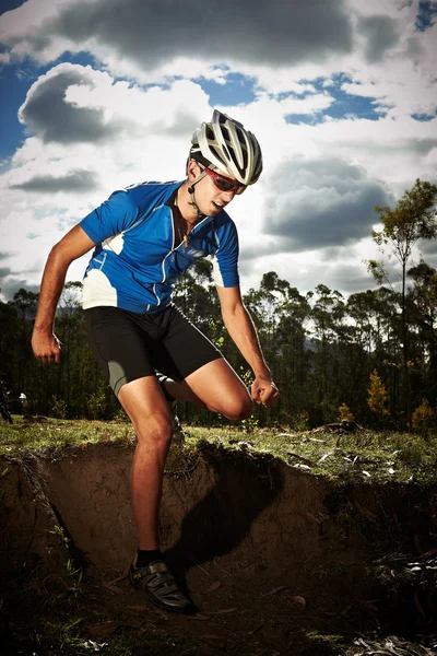 Young man running a race — Stock Photo, Image