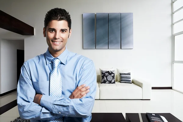 Successful business man at his new modern house — Stock Photo, Image