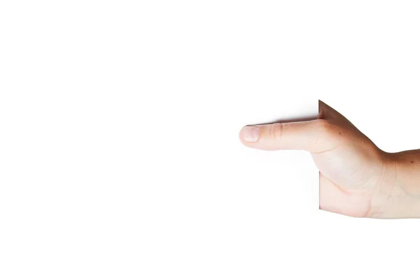 Werbung: Hand hält weißes, leeres Papier — Stockfoto