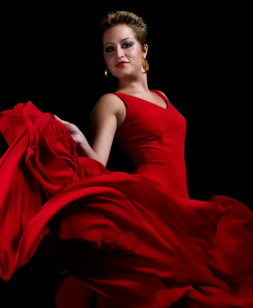 Portrait of beautiful young woman dancing flamenco studio shot — Stock Photo, Image