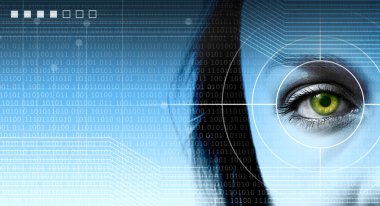 yüksek teknoloji fütüristik arka plan ile hedeflenen gözü kapat