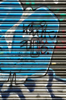 dükkanı işleten graffiti ile metal kepenk